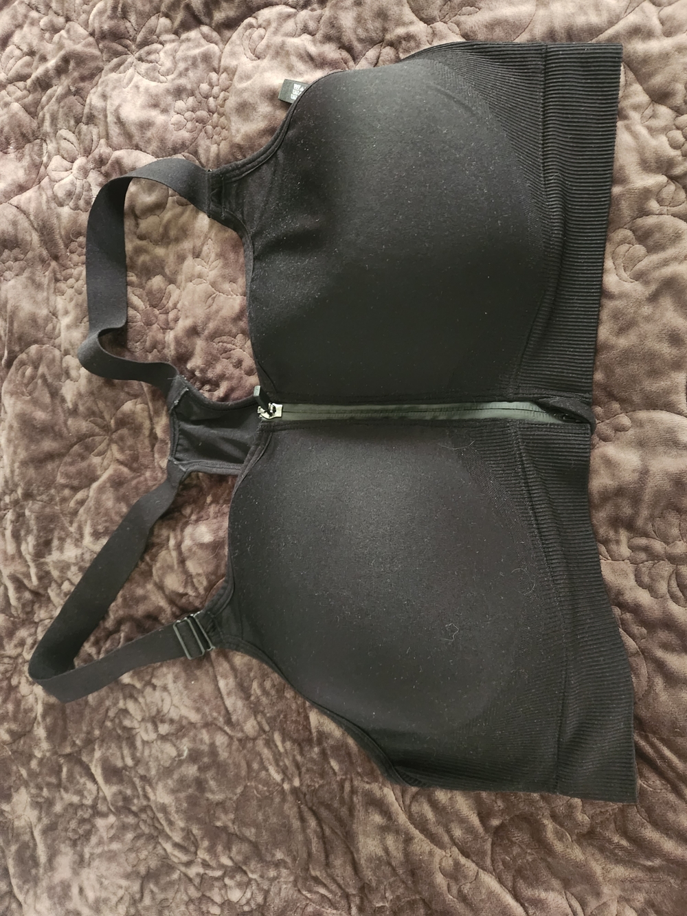 Victoria's Secret Black Front-Zip Padded Sports Bra